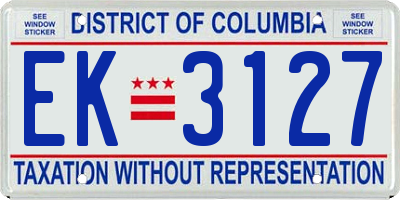 DC license plate EK3127