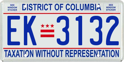 DC license plate EK3132