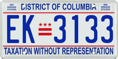 DC license plate EK3133