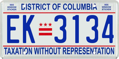 DC license plate EK3134