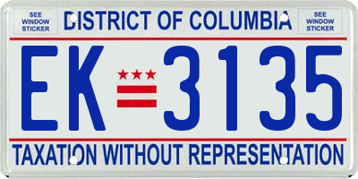 DC license plate EK3135