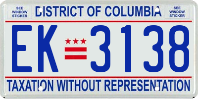 DC license plate EK3138