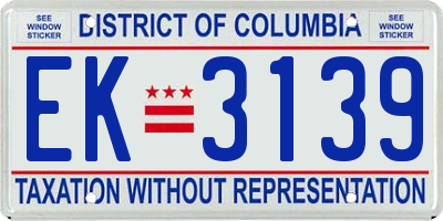 DC license plate EK3139