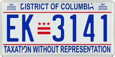 DC license plate EK3141