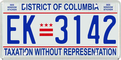 DC license plate EK3142