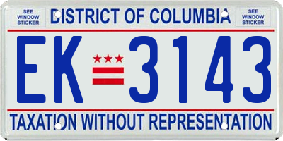 DC license plate EK3143