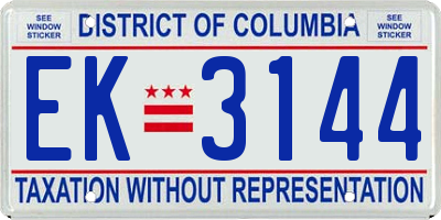 DC license plate EK3144