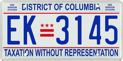 DC license plate EK3145