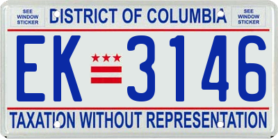 DC license plate EK3146