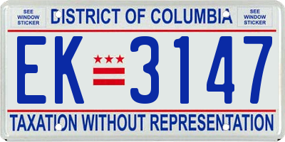 DC license plate EK3147