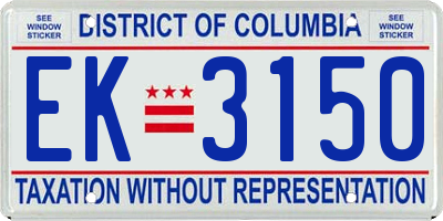 DC license plate EK3150