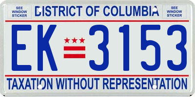 DC license plate EK3153