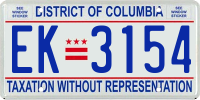 DC license plate EK3154