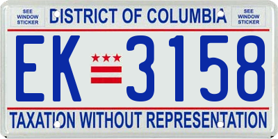 DC license plate EK3158
