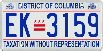 DC license plate EK3159