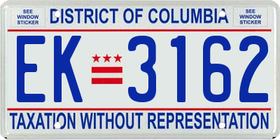 DC license plate EK3162