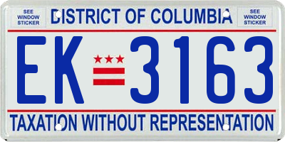 DC license plate EK3163