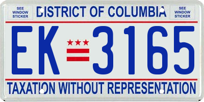 DC license plate EK3165