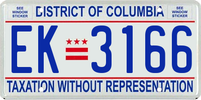 DC license plate EK3166