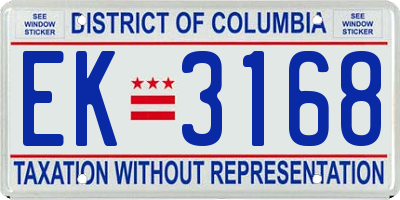 DC license plate EK3168