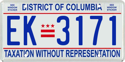 DC license plate EK3171