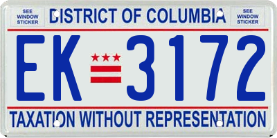 DC license plate EK3172