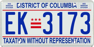 DC license plate EK3173