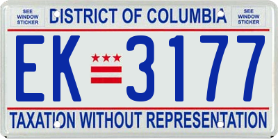 DC license plate EK3177