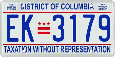 DC license plate EK3179