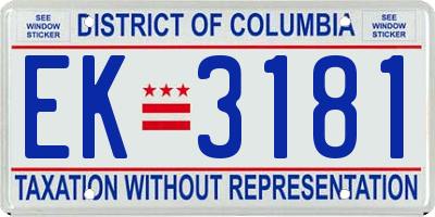 DC license plate EK3181