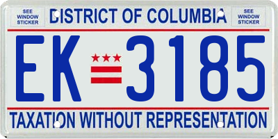 DC license plate EK3185