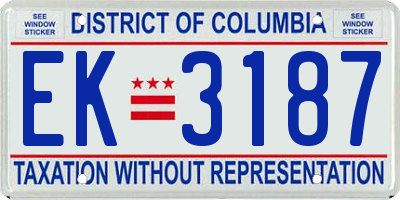 DC license plate EK3187