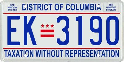 DC license plate EK3190