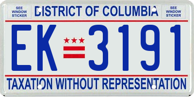 DC license plate EK3191