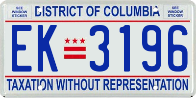 DC license plate EK3196