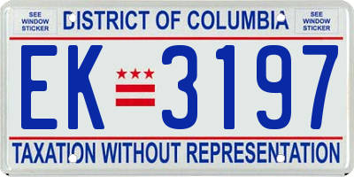 DC license plate EK3197