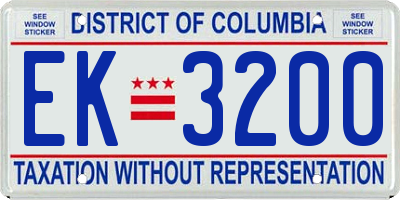 DC license plate EK3200