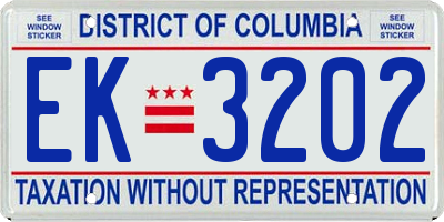 DC license plate EK3202