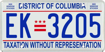 DC license plate EK3205