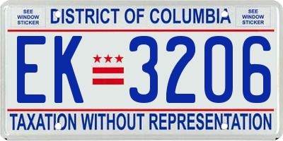 DC license plate EK3206