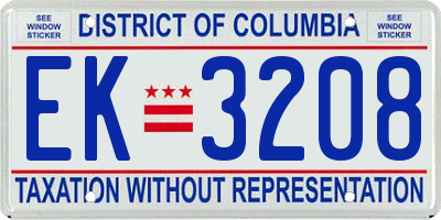 DC license plate EK3208