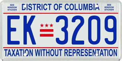 DC license plate EK3209