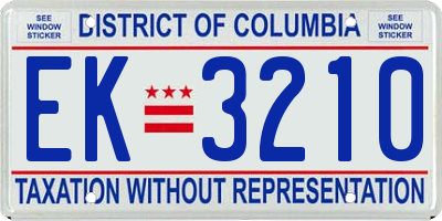 DC license plate EK3210