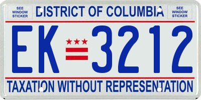 DC license plate EK3212