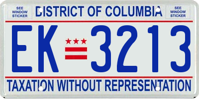 DC license plate EK3213