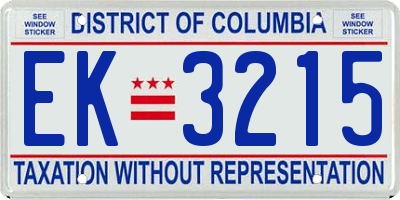 DC license plate EK3215