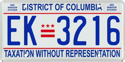 DC license plate EK3216