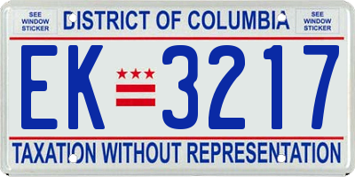 DC license plate EK3217