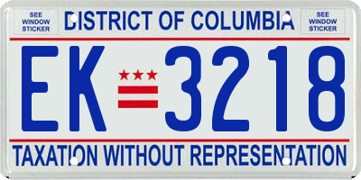 DC license plate EK3218