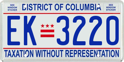 DC license plate EK3220